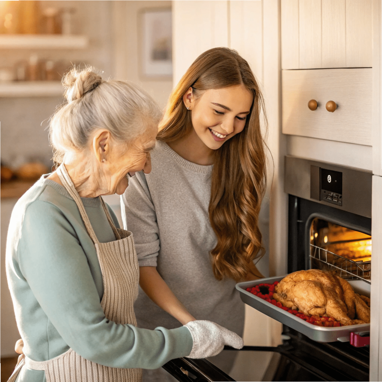 grandmother-granddaughter-cooking-roast-chicken